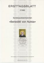 1980-07-10 Germany Benedikt from Nursia Stamp FDC (71263)