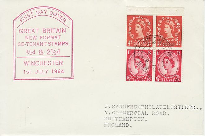 1964-07-01 2½d Type II Booklet Stamps Winchester FDC (71984)