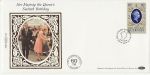 1986-04-21 Guernsey Queens 60th Stamp Silk FDC (72939)