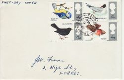 1966-08-08 British Birds Stamps Forres cds FDC (76985)