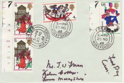 1968-11-25 Christmas CYL Stamps Forres cds FDC (77015)