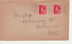 1936-09-14 KEVIII 1d red Chesterfield wavy FDC (77118)