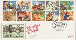 1994-02-01 Greetings Stamps Charlotte St Silk FDC (77123)