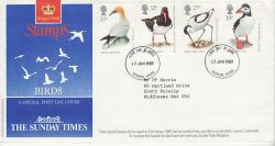 1989-01-17 Birds Stamps Sunday Times Harrow FDC (77276)