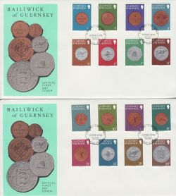 1979-02-13 Guernsey Definitive Coin Stamps x2 FDC (77284)