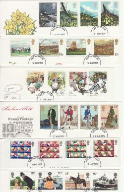 1979 FDC Cut Outs x6 Sets For FU Stamps (77997)