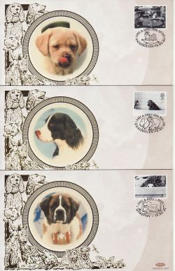 2001-02-13 Dog Stamps 5 Different Benham FDC (78192)