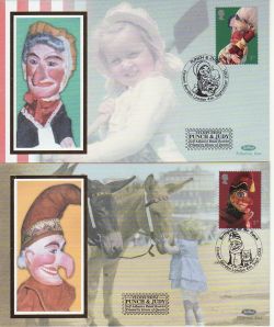 2001-09-04 Punch and Judy Booklet Stamps x2 FDC (78199)