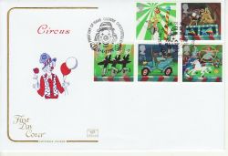 2002-04-09 Circus Stamps Clowne Chesterfield FDC (78674)