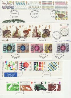 1977 FDC Cut Outs x 6 Sets For FU Stamps (79251)