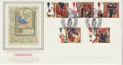 1991-11-12 Christmas Stamps Shrewsbury PPS Silk FDC (79318)