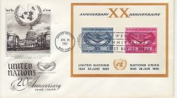 1965-06-26 United Nations 20th Anniv Stamps M/S FDC (79695)