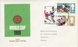 1966-06-01 World Cup Football Stamps Romford FDC (80245)