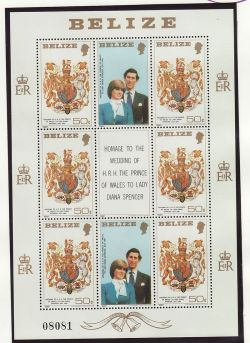 Belize 1981 Royal Wedding Stamps x3 M/S MNH (80403)
