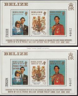 1982 Belize Royal Wedding P William Opt x2 M/S (80526)