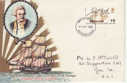 1968-05-29 Anniversaries James Cook Stamp Romford FDC (80658)
