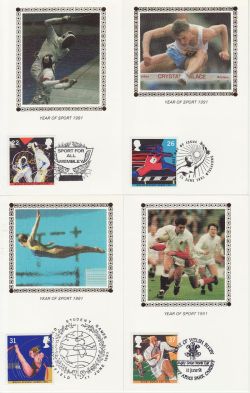 1991-06-11 Sport Stamps x4 Benham Cards FDC (80973)