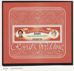1981 St Kitts Royal Wedding $5.00 S/Sheet MNH (81147)