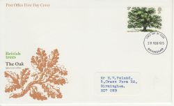 1973-02-28 British Trees Stamp Birmingham FDC (81254)