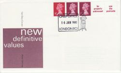 1980-01-16 Definitive Coil Stamps London FDC (81758)