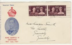 1937-05-13 KGVI Coronation Stamp Grimsby wavy FDC (81903)