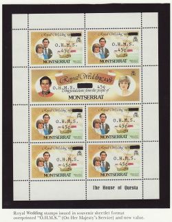 1981 Montserrat Royal Wedding 45c OHMS Sheetlet MNH (81933)