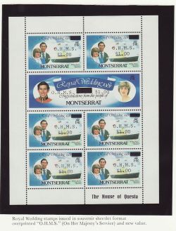 1981 Montserrat Royal Wedding $1 OHMS Sheetlet MNH (81935)