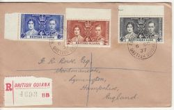 1937-10-06 KGVI Coronation Stamps Used on Reg Cover (81936)