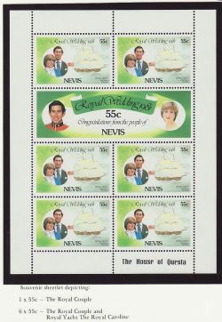 1981 Nevis Royal Wedding 55c S/Sheet MNH (81943)