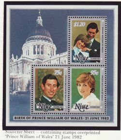 1982 Niue Royal Wedding Prince William Ovpt S/S (81960)