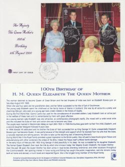 2000-08-04 Queen Mother 100th M/S Glamis FDC (82560)