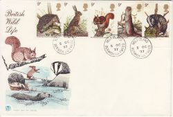 1977-10-05 British Wildlife Stamps Holy Island cds FDC (82947)