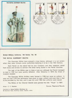 1974-04-02 Guernsey Militia Uniforms Stamps FDC (82953)