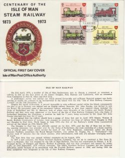 1973-08-04 IOM Steam Railway Stamps FDC (82965)