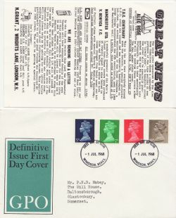 1968-07-01 Definitive Stamps Windsor FDC (83103)