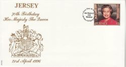 1996-04-21 Jersey Queen's 70th Birthday £5 Stamp FDC (83819)