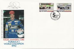 1992-11-08 IOM Formula 1 Nigel Mansell Stamps FDC (83895)