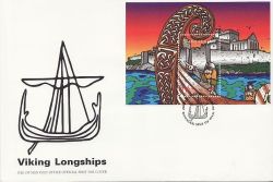 1998-02-14 IOM Vikings Longships Stamp M/S FDC (83972)