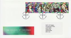 2005-10-27 Guernsey Christmas Stamps 20p Strip FDC (84252)