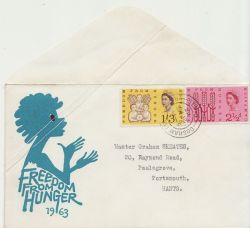 1963-03-21 Freedom From Hunger Stamps Cosham cds (84700)