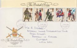 1983-07-06 Army Uniforms Stamps Barrow FDC (85326)