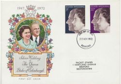 1972-11-20 Silver Wedding Stamps Bedford FDC (85783)
