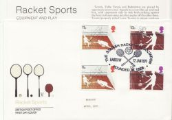 1977-01-12 Racket Sports Gutters Harrow FDC (85835)