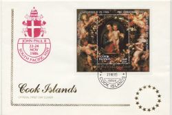 1986-11-21 Cook Islands Pope Visit Xmas M/S Overprint (86237)