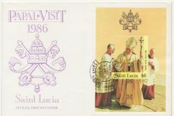 1986-07-07 St Lucia Papal Visit M/S FDC (86293)