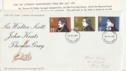 1971-07-28 Literary Anniversaries Stamps Bolton FDC (86361)