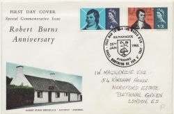 1966-01-25 Robert Burns Kilmarnock FDC (86560)