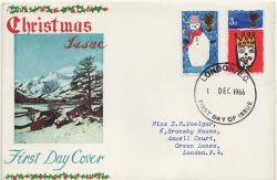 1966-12-01 Christmas Stamps London FDC (86563)