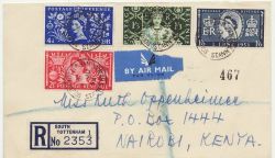 1953-06-03 Coronation Stamps S Tottenham to Nairobi FDC (86974)
