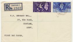 1946-06-11 KGVI Victory Stamps Chatham Reg FDC (87022)
